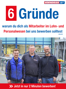 Stellenausschreibung für einen Mitarbeiter im Lohn und Personalwesen (m/w/d) bei Vorndran Metallbau